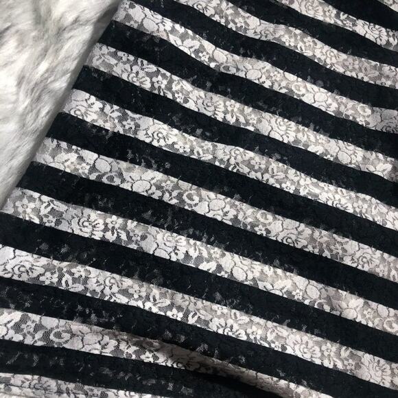 Express Sleeveless Floral Lace Black & White Striped Emo Tank Top - Picture 4 of 7